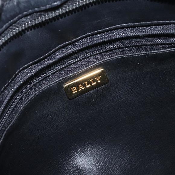 BALLY Quilted Shoulder Bag Leather Black Gold Auth BA1832